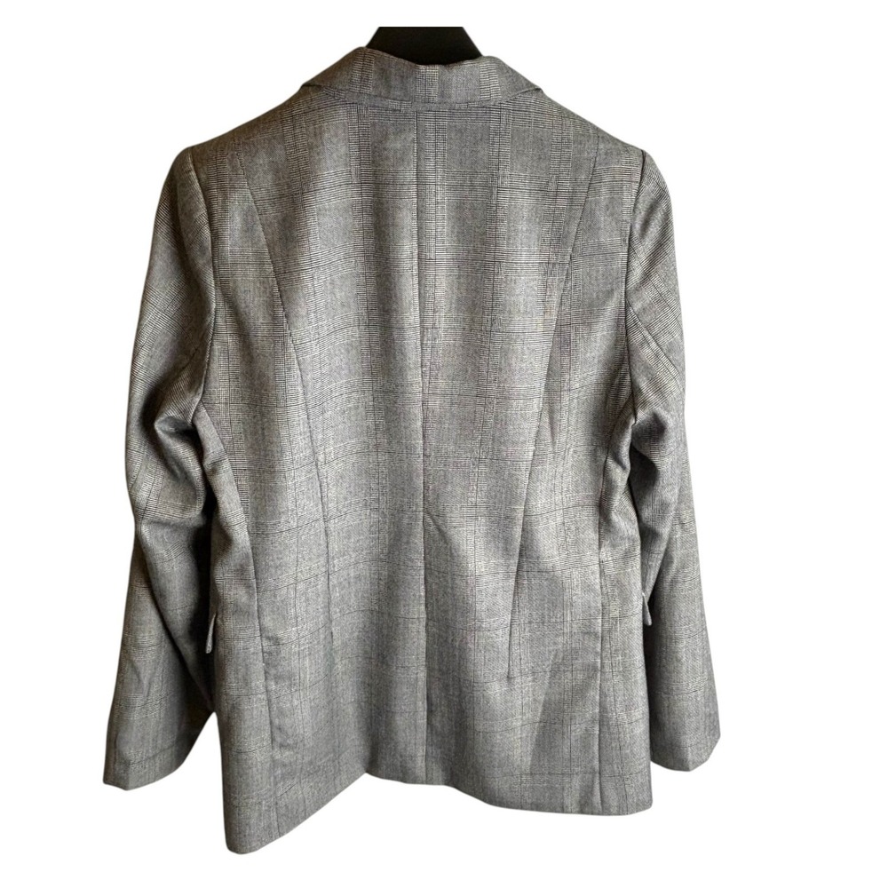 Gray Glen Plaid Blazer M Prince of Wales Notch Lapel Academia Office Gentle Fawn - Picture 9 of 16